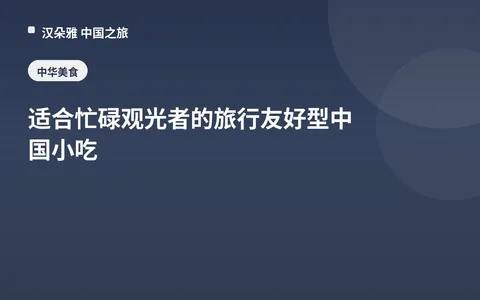 适合忙碌观光者的旅行友好型中国小吃