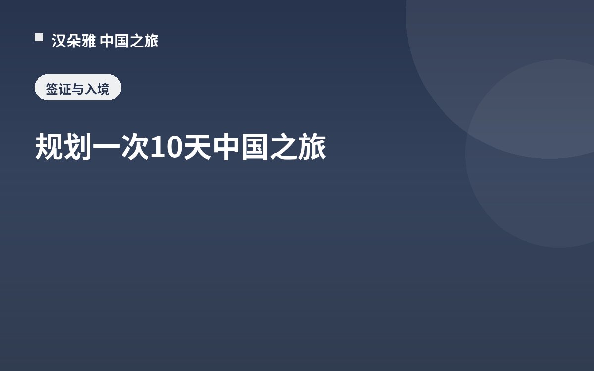 规划一次10天中国之旅